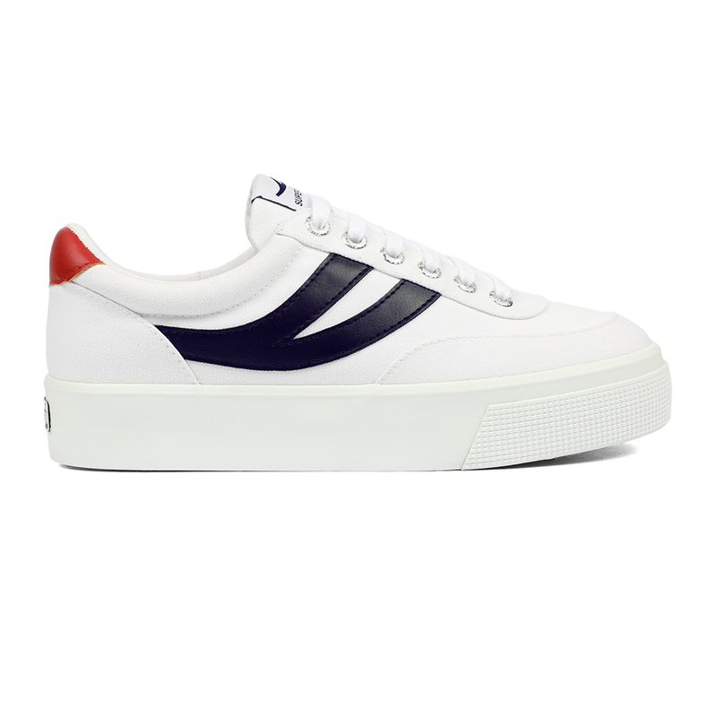 Superga 2740 Platform Blocks White Navy Red