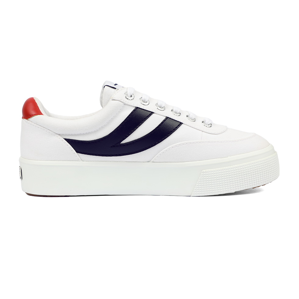 Superga 2740 Platform Blocks White Navy Red