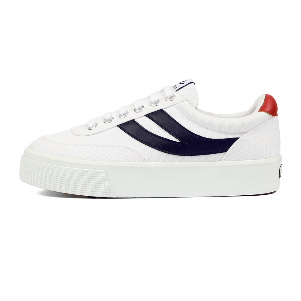 Superga 2740 Platform Blocks White Navy Red