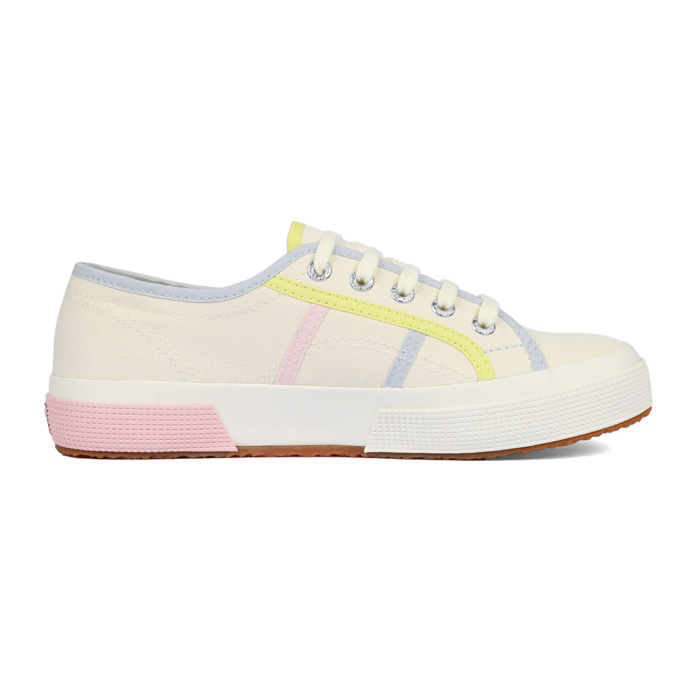 Superga 2750 Colourblocking Beige Natural Lime Pink