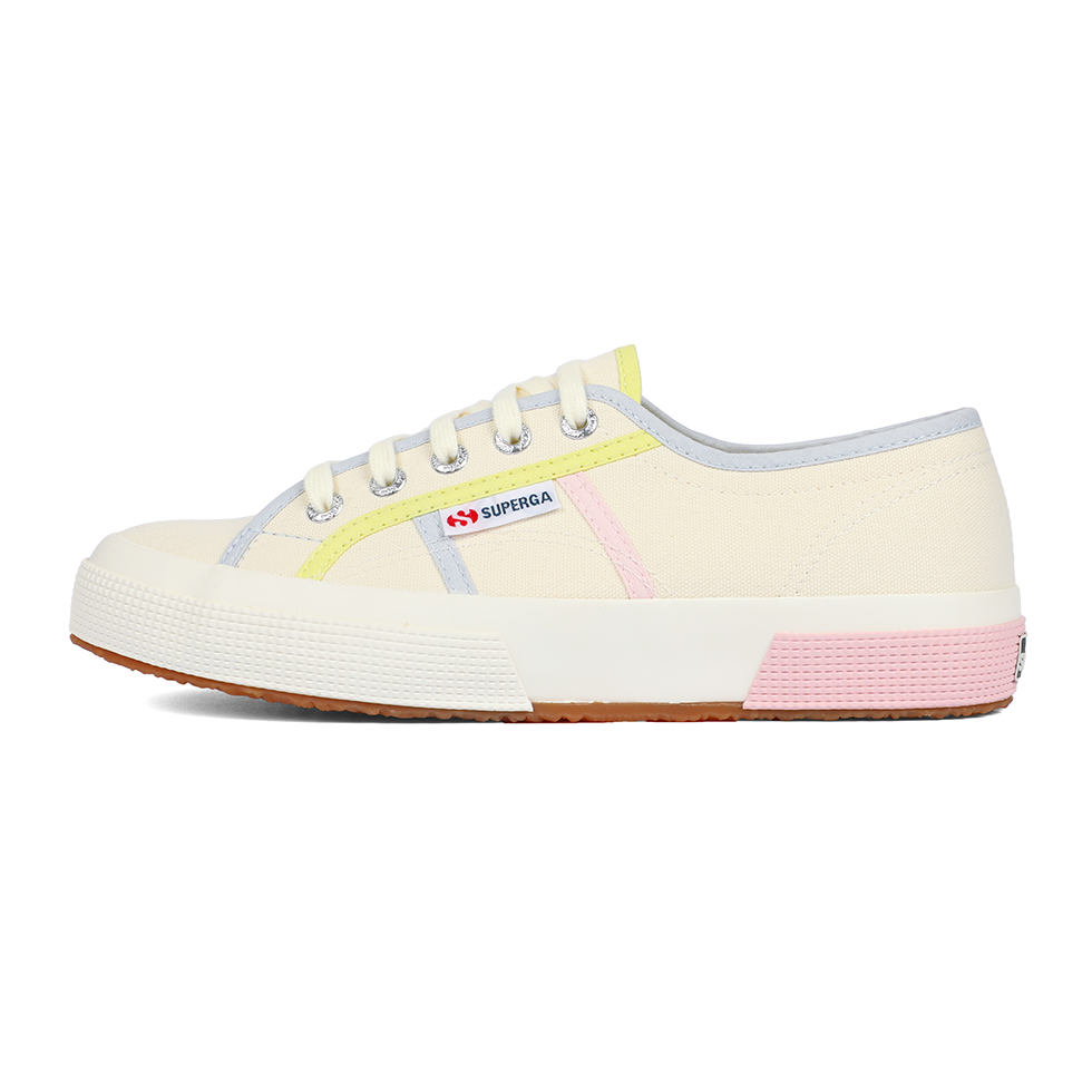 Superga 2750 Colourblocking Beige Natural Lime Pink