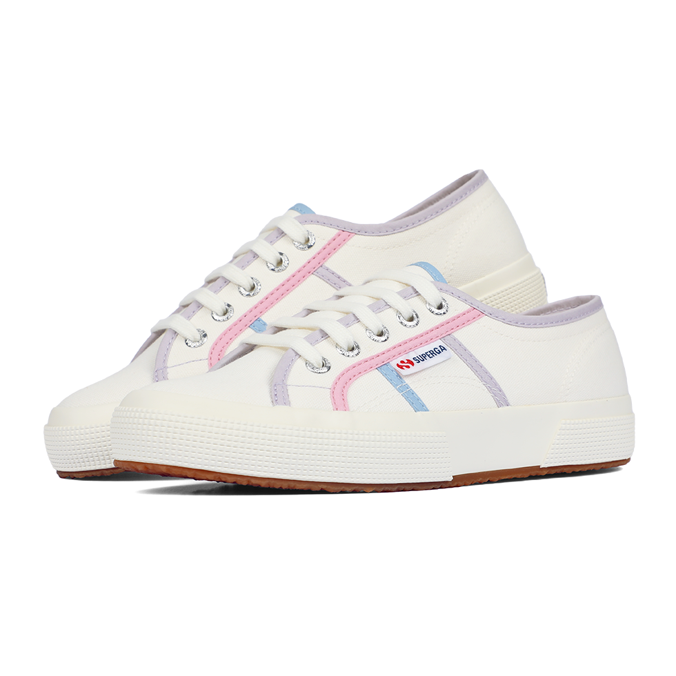 Superga 2750 Colourblocking White Avorio Pink Blue Light