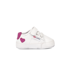 Superga 4006 Baby Heart Faux Leather White Neon Pink