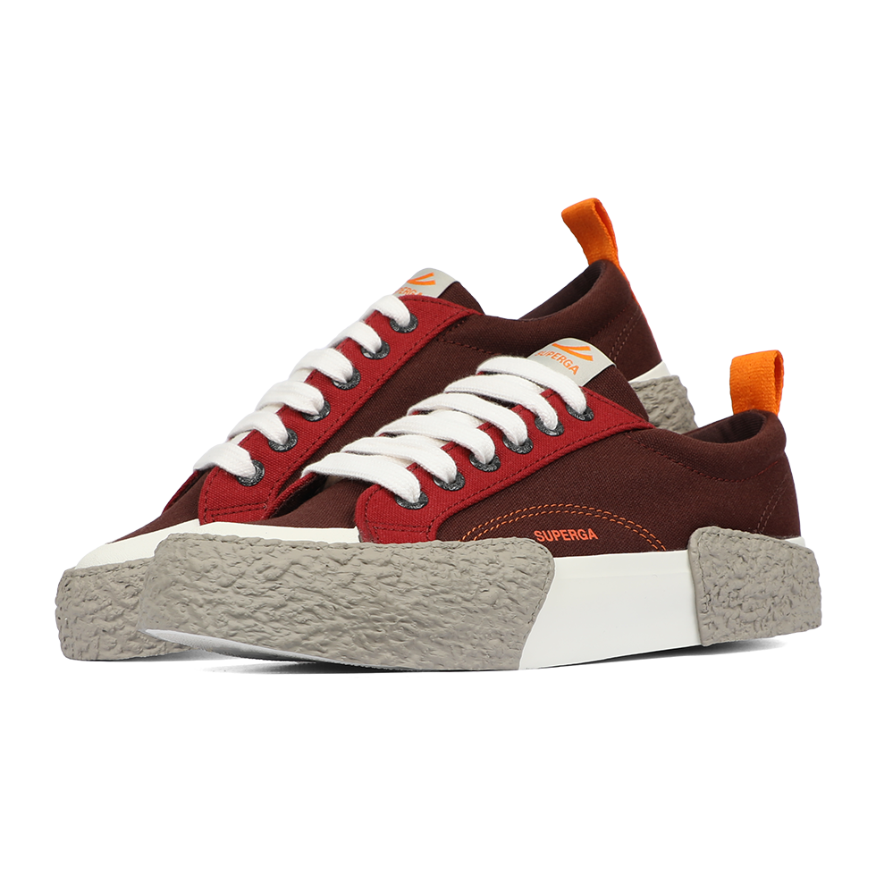 Superga 2660 Stripe Big Bumpers Block Brown Dark Red Crimson