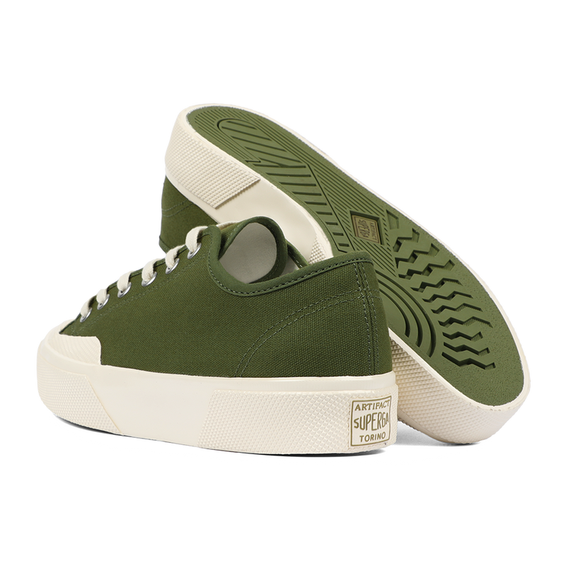 Artifact by Superga 2432 Collect Workwear Low Cut Cotton Canvas Green Off White