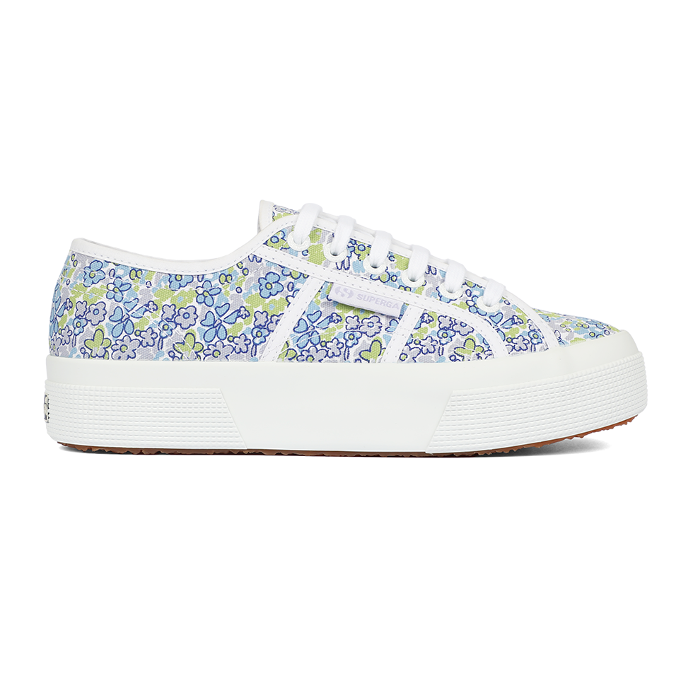 Superga 2740 Flatform Fun Flowers Azure Green Light Misty Lilac