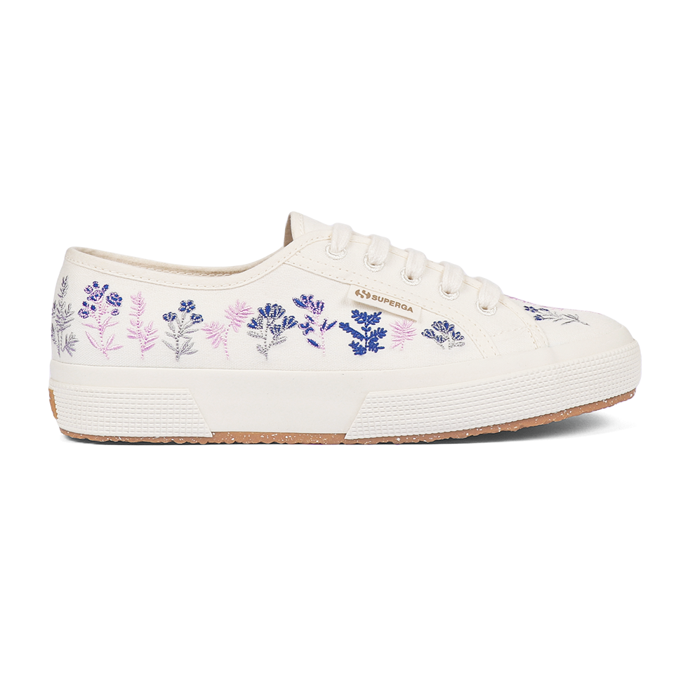 Superga 2750 Organic Flowers Embroidery Blue Pink