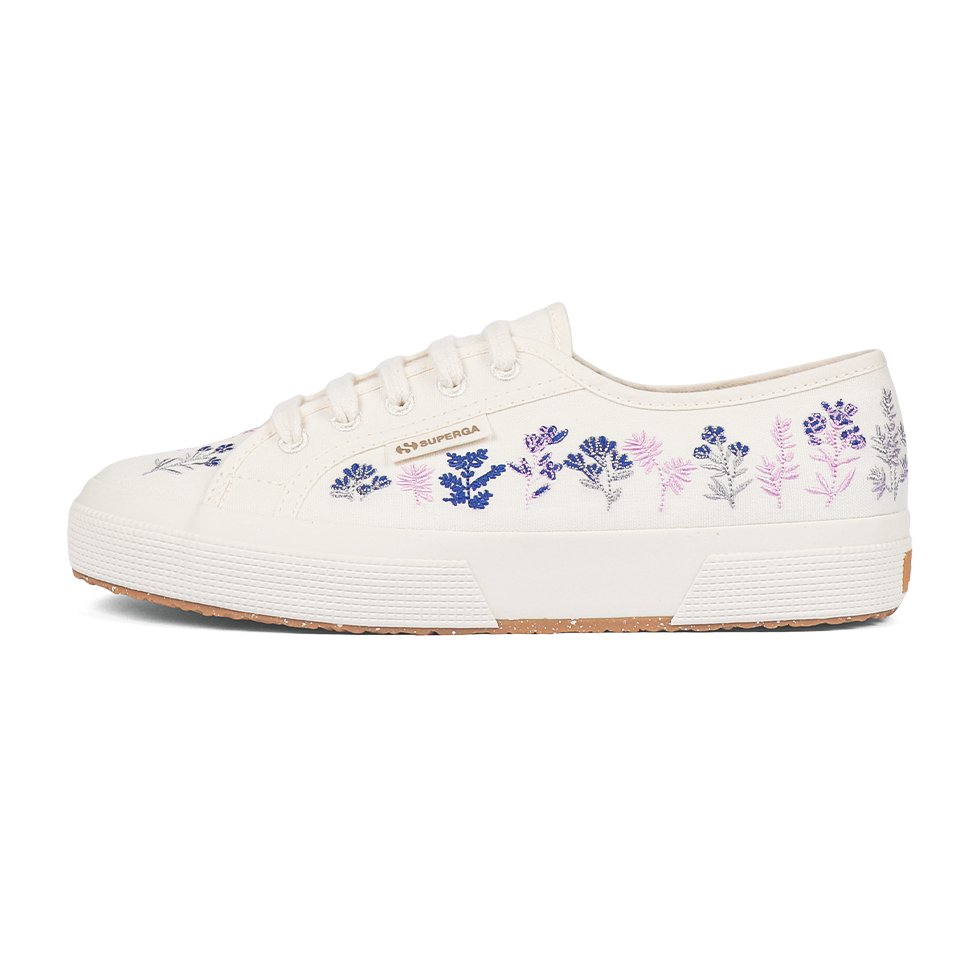 Superga 2750 Organic Flowers Embroidery Blue Pink