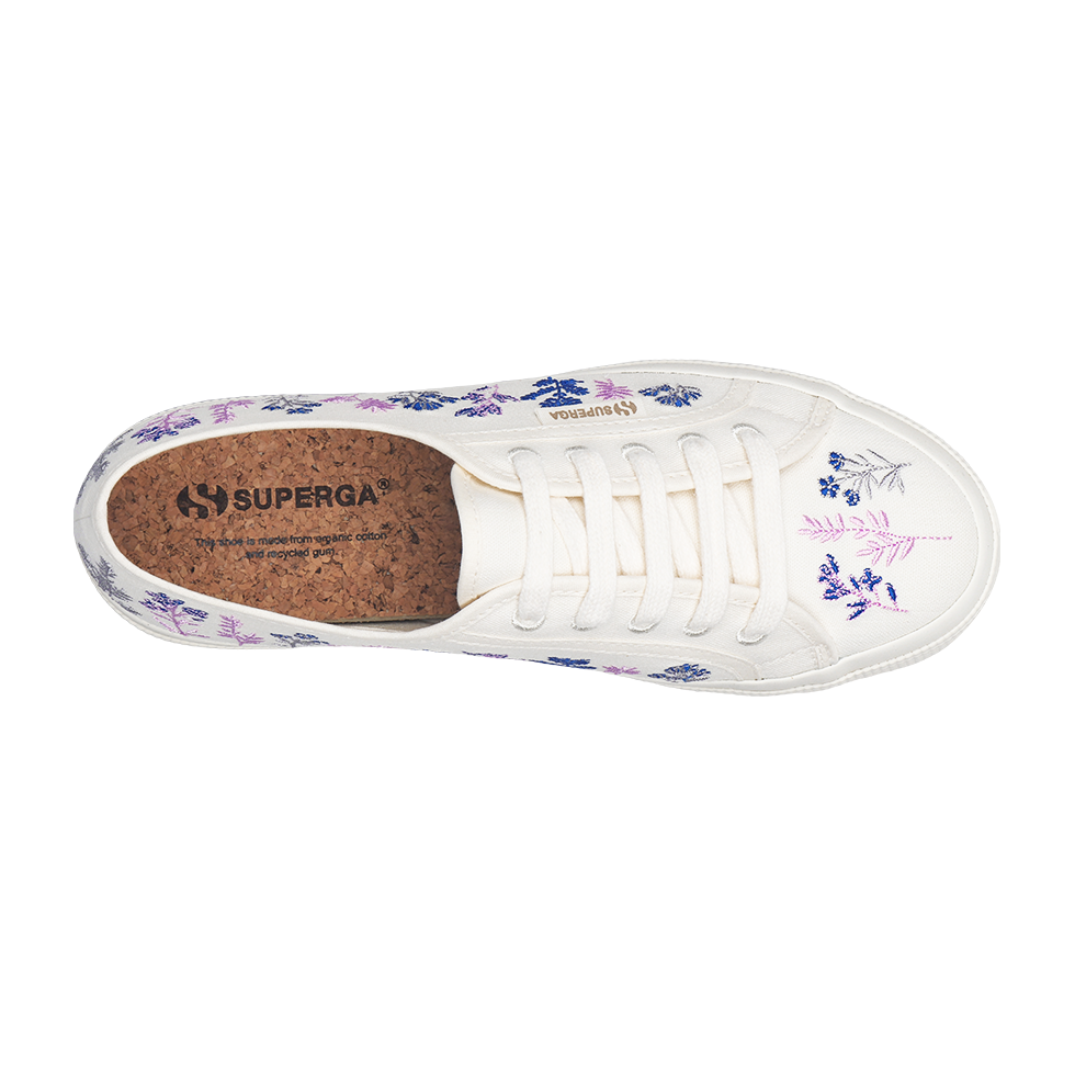 Superga 2750 Organic Flowers Embroidery Blue Pink