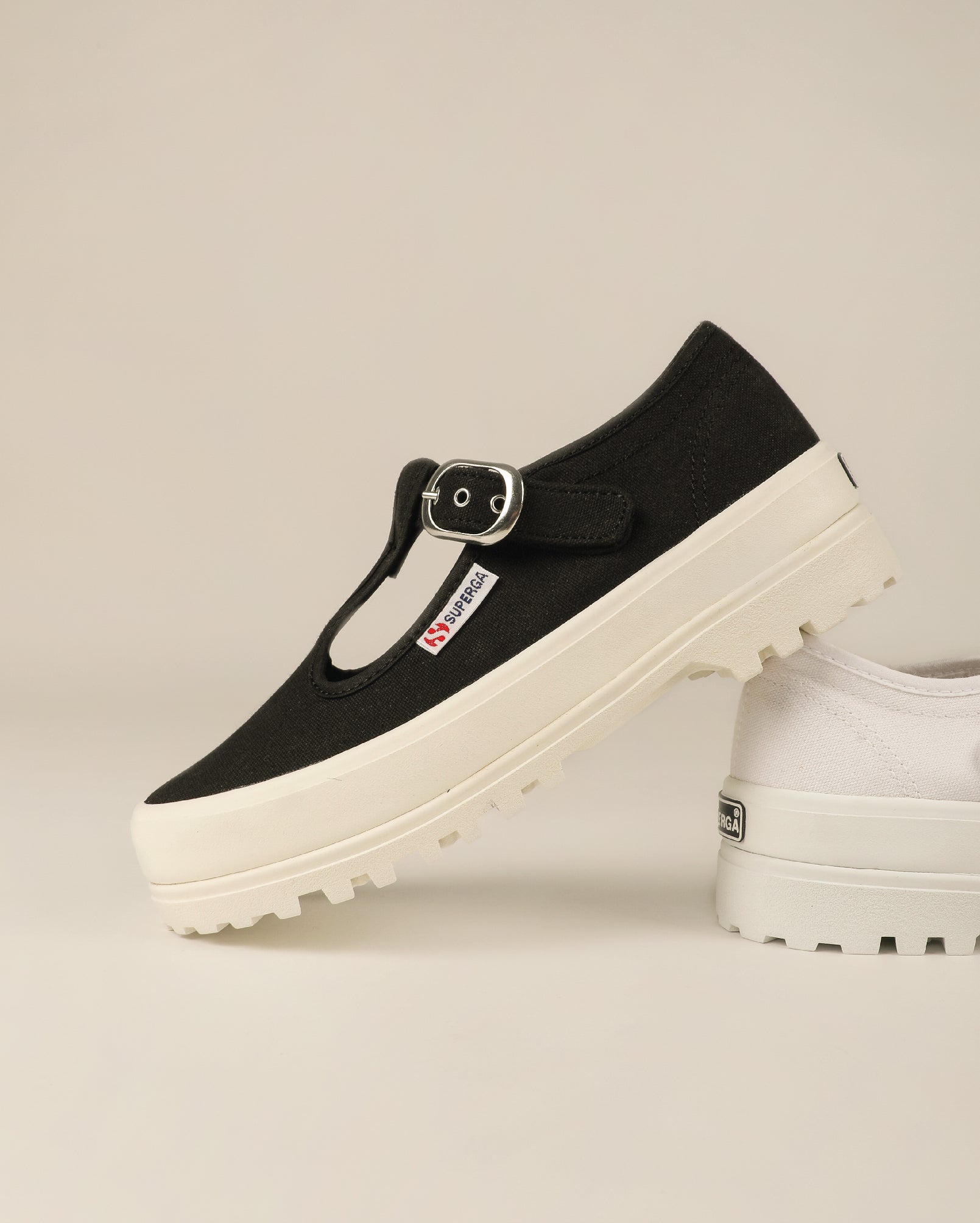 Superga 2541 Mary Jane Alpina Black Full Avorio